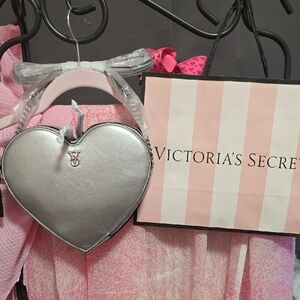 Victoria's Secret Metallic Silver Heart Purse